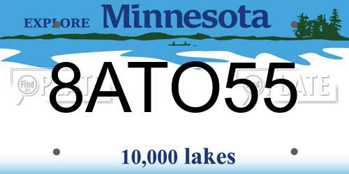 8ATO55 Minnesota License Plate