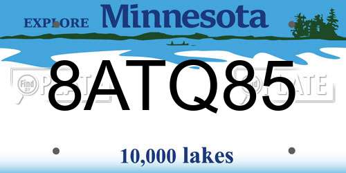 8ATQ85 Minnesota License Plate