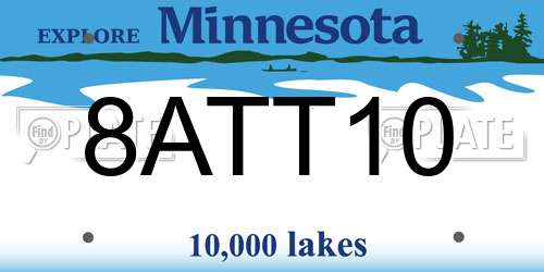 8ATT10 Minnesota License Plate