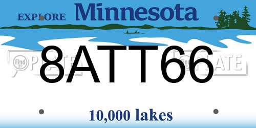 8ATT66 Minnesota License Plate