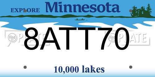 8ATT70 Minnesota License Plate