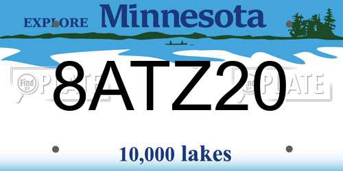 8ATZ20 Minnesota License Plate