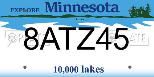 8ATZ45 Minnesota License Plate