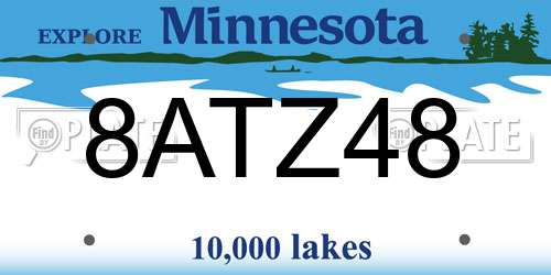 8ATZ48 Minnesota License Plate