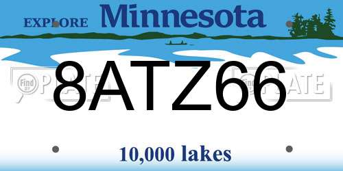 8ATZ66 Minnesota License Plate