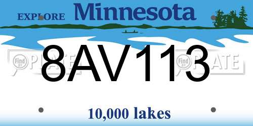 8AV113 Minnesota License Plate