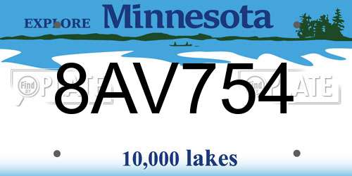 8AV754 Minnesota License Plate