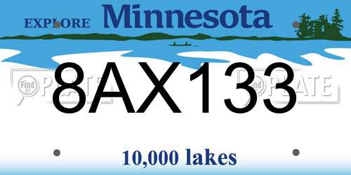 8AX133 Minnesota License Plate