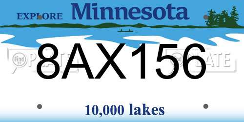 8AX156 Minnesota License Plate