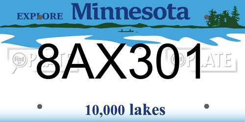 8AX301 Minnesota License Plate