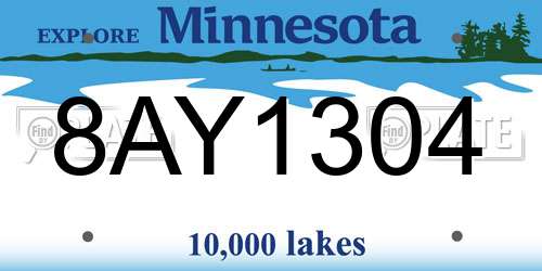 8AY1304 Minnesota License Plate