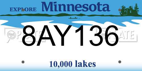 8AY136 Minnesota License Plate