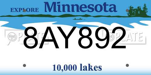 8AY892 Minnesota License Plate
