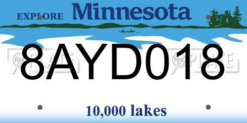 8AYD018 Minnesota License Plate