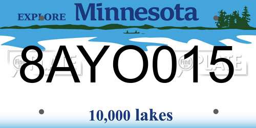 8AYO015 Minnesota License Plate