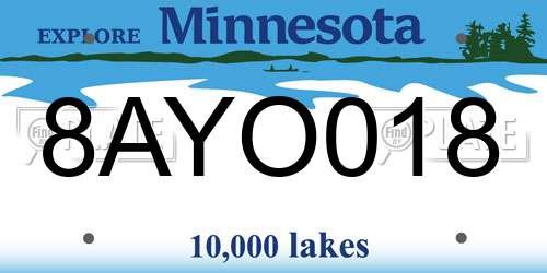 8AYO018 Minnesota License Plate