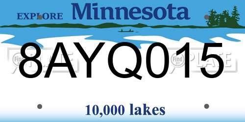 8AYQ015 Minnesota License Plate