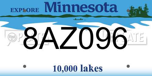 8AZ096 Minnesota License Plate