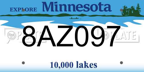 8AZ097 Minnesota License Plate