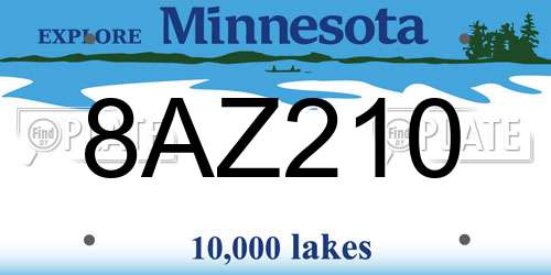 8AZ210 Minnesota License Plate