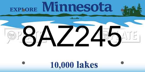 8AZ245 Minnesota License Plate