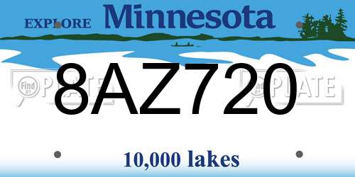 8AZ720 Minnesota License Plate