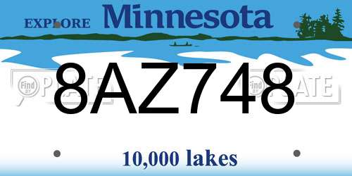 8AZ748 Minnesota License Plate
