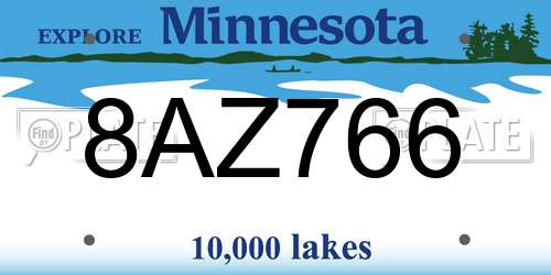 8AZ766 Minnesota License Plate