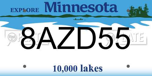 8AZD55 Minnesota License Plate