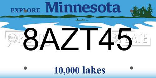 8AZT45 Minnesota License Plate
