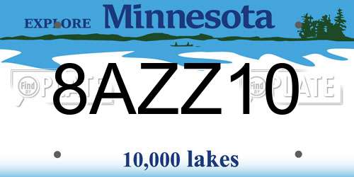 8AZZ10 Minnesota License Plate