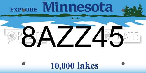 8AZZ45 Minnesota License Plate