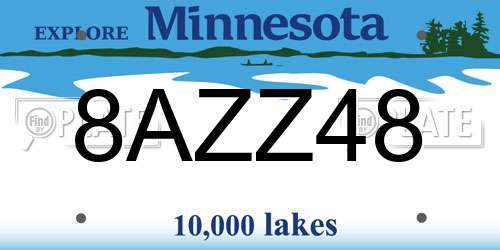 8AZZ48 Minnesota License Plate
