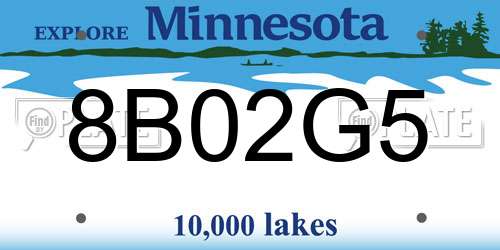 8B02G5 Minnesota License Plate