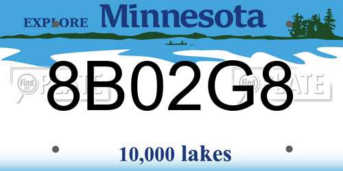 8B02G8 Minnesota License Plate