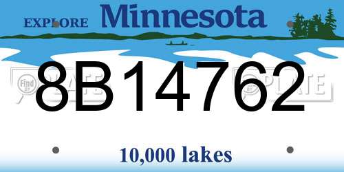 8B14762 Minnesota License Plate