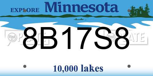 8B17S8 Minnesota License Plate