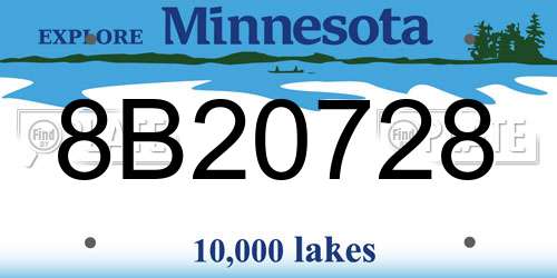 8B20728 Minnesota License Plate