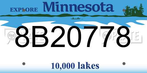 8B20778 Minnesota License Plate