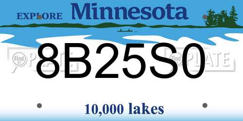 8B25S0 Minnesota License Plate