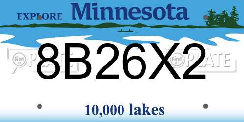 8B26X2 Minnesota License Plate