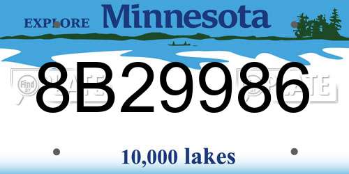 8B29986 Minnesota License Plate