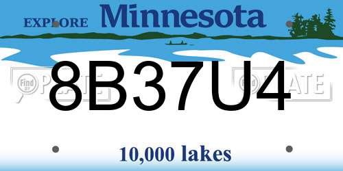 8B37U4 Minnesota License Plate