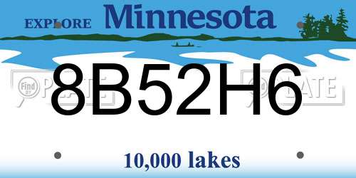 8B52H6 Minnesota License Plate