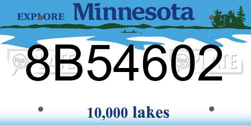 8B54602 Minnesota License Plate