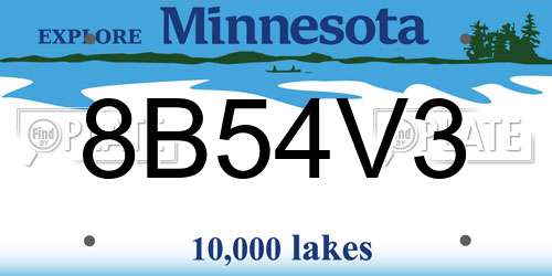 8B54V3 Minnesota License Plate