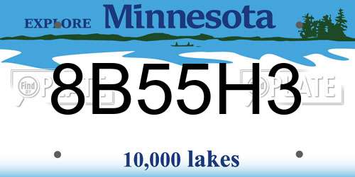 8B55H3 Minnesota License Plate