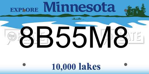 8B55M8 Minnesota License Plate