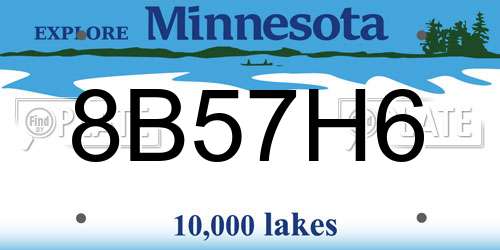 8B57H6 Minnesota License Plate