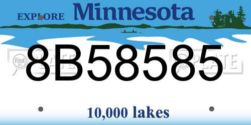 8B58585 Minnesota License Plate